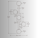 Alabaster Alba wall light CAD drawing with dimensions, front elevation and five Spanish alabaster spheres