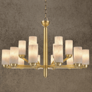 Luxury double-tier alabaster chandelier with hand-carved stone shades by HDLS Lighting