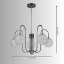 Alabaster chandelier 71cm (28") wide and 85cm (33.4") high with hand-carved alabaster spheres.