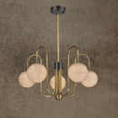 Handcrafted alabaster chandelier with brass arms and warm glow by HDLS Lighting Ltd.
