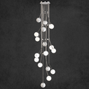 Chrome alabaster globe chandelier for contemporary foyer or staircase