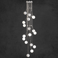 Chrome alabaster globe chandelier for contemporary foyer or staircase