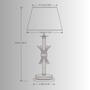 CAD drawing of Maria Eleganza Table Lamp, front view with detailed measurements in metric and imperial.