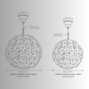 Camellia Fiorita Globe chandelier CAD drawing showing 61 cm and 47 cm floral glass sizes.