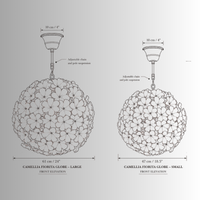 Camellia Fiorita Globe chandelier CAD drawing showing 61 cm and 47 cm floral glass sizes.