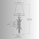 CAD drawing of the Maria Sconce Elen wall lamp, front view with detailed measurements.
