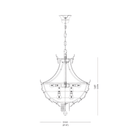 Technical drawing of the Camellia Bloom chandelier in 55 cm(21.6") size with height dimensions.