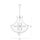 Technical drawing of the Camellia Bloom chandelier in 70 cm size with height dimensions.