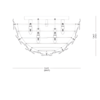 Technical diagram of 62 cm (24.4") Camellia Fiorita Flush showing dimensions and bulb positions.