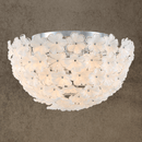 Flush mount ceiling light with white Murano-style glass flowers on stainless steel frame by HDLS Lighting.