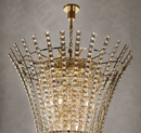 Close-up of the Plaza Crown Crystal Chandelier featuring gold-plated frame and precision-cut crystal details