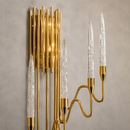 Close-up of Luce di Roma Foro luxury gold crystal wall sconce with champagne crystal and 18K gold finish