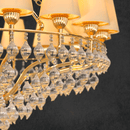 Close-up of Murano-style glass droplets and 18K gold-plated frame handcrafted by HDLS Lighting Ltd.