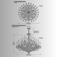 Élysée Couronne Royale Chandelier by HDLS Lighting CAD front and top view drawing.