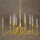 Luxury Luce di Roma Theia chandelier in 18K gold-plated copper with champagne crystal spires, shown front view.
