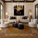 Luce di Roma Theia chandelier styled in a bright luxury living room, casting warm champagne illumination.