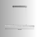 Technical drawing of the Halo Luxe Elara linear crystal chandelier showing length, drop height, and structural measurements.