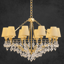Luxury Italian-inspired chandelier handcrafted in gold-plated copper with Murano-style glass.