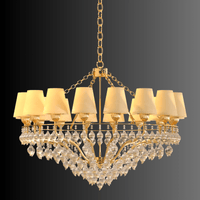 Elegant 18K gold-plated chandelier from HDLS Lighting Ltd featuring ivory shades and Murano style glass details.