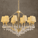 Handcrafted gold and ivory chandelier with Murano-style glass and 18K copper frame by HDLS Lighting Ltd.