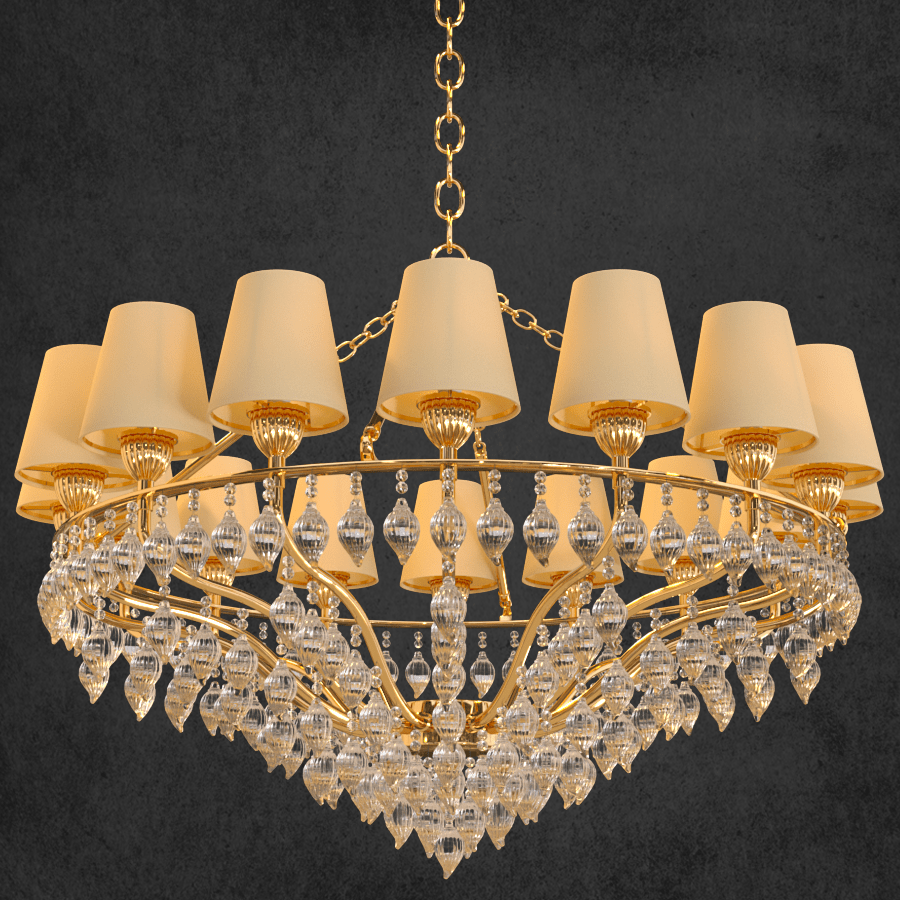 Detailed view of handcrafted Murano-style glass and gold-plated copper from HDLS Lighting Ltd chandelier.