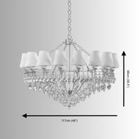 Dimension guide for Luce Regale Avorio Magnifica chandelier showing 117cm width and 98cm height.