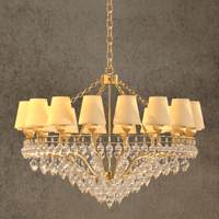 Luxury gold and ivory chandelier handcrafted by HDLS Lighting Ltd with Murano-style glass and fabric shades.