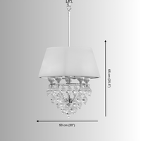 Size chart showing Luce Regale Avorio pendant light with 50cm diameter and 65cm height, 5-light design