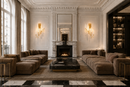 Luce di Roma Foro luxury gold crystal wall sconces installed in a Knightsbridge London living room