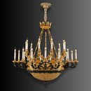 Opéra Noir Majesté large black and gold French chandelier shown against a dark grey background.