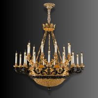 Opéra Noir Majesté large black and gold French chandelier shown against a dark grey background.