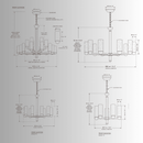 Technical CAD drawings of Alabaster Anima chandeliers by HDLS Lighting with dimensions and details