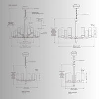 Technical CAD drawings of Alabaster Anima chandeliers by HDLS Lighting with dimensions and details