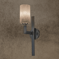 Architectural Spanish alabaster wall light in matt brown solid copper for staircases and foyers.