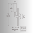 CAD elevation drawing of Alabaster Axis Spanish alabaster wall light with dimensions in cm and inches