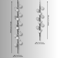 Alabaster Colonna pendant dimensions 180cm and 280cm with sphere layout.