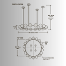 CAD drawing of Alabaster Galaxia chandelier showing 125 cm (49") ring, top and front virew.