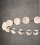 Spanish Alabaster Ring Chandelier with Polished Chrome Finish and Hand-Carved Spheres