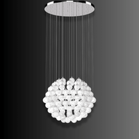 Architectural alabaster chandelier with cascading suspension and 110cm spherical composition.