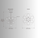  CAD drawing of  alabaster Nova chandelier, front and opw view drawing.