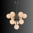 Alabaster Nova chandelier shown on dark gradient background highlighting natural stone veining.