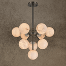 Luxury alabaster Nova chandelier with 10 hand-carved alabaster globes by HDLS Lighting.