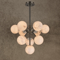 Luxury alabaster Nova chandelier with 10 hand-carved alabaster globes by HDLS Lighting.