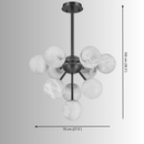 Technical diagram of Alabaster Nova chandelier showing 70 cm (27.5") width and 100 cm (39.3") height.