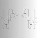 Technical CAD drawing of Alabaster Sfera wall lamps with dimensions in cm and inches for luxury lighting specification