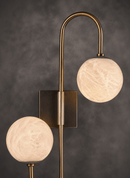 Alabaster Sfera Alpha wall light in natural Spanish alabaster with bronze frame for luxury interiors