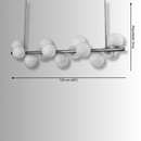 Alabaster Verta linear pendant showing 124 cm (49") length and adjustable suspension drop