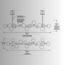 Dimension view of the Alabaster Volta chandelier showing 130cm (51") length and 42cm (16") height.