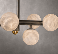 Luxury Alabaster Volta chandelier featuring natural Spanish alabaster globes and architectural metalwork