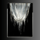 Asteria Swarovski crystal wall art installation with descending abstract crystal design in stainless steel frame.